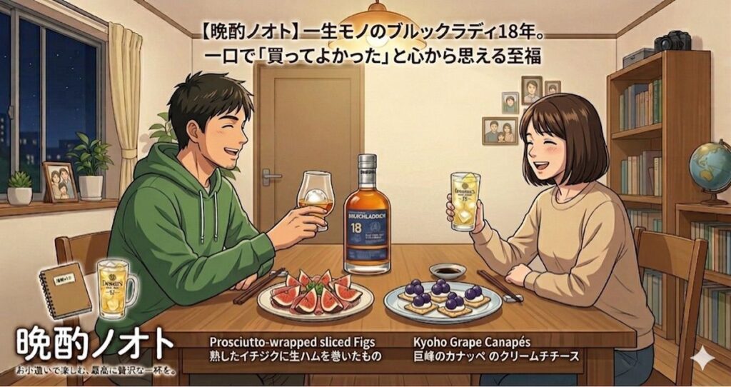夫婦で一緒にブルックラディ18年を楽しむイメージ
