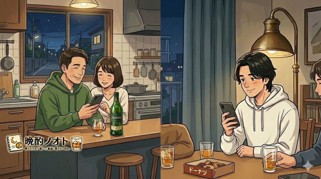 食事を終えグレンフィディック12年を飲んでいる私のいたスト