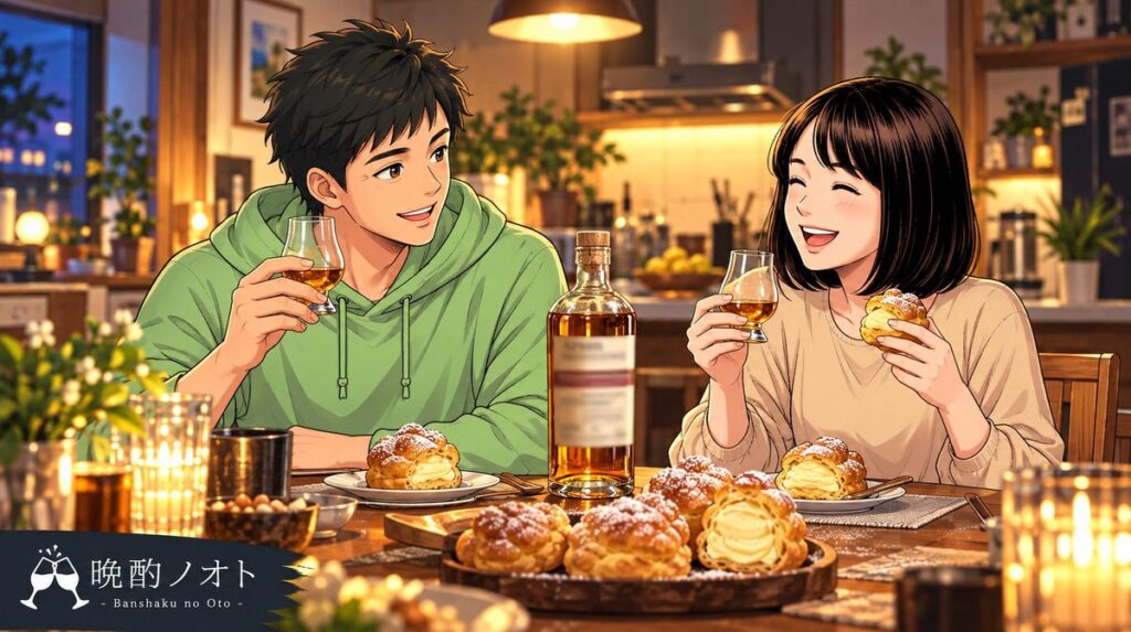 食後のスイーツにアラン レムナントレネゲートを楽しむ夫婦のイメージ