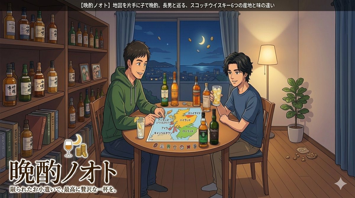 地図を片手に親子で晩酌。長男と巡る、スコッチウイスキー6つの産地と味の違い
