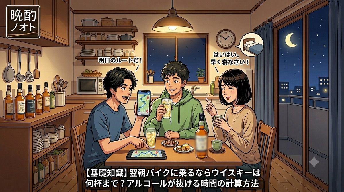 【基礎知識】翌朝バイクに乗るならウイスキーは何杯まで？アルコールが抜ける時間の計算方法