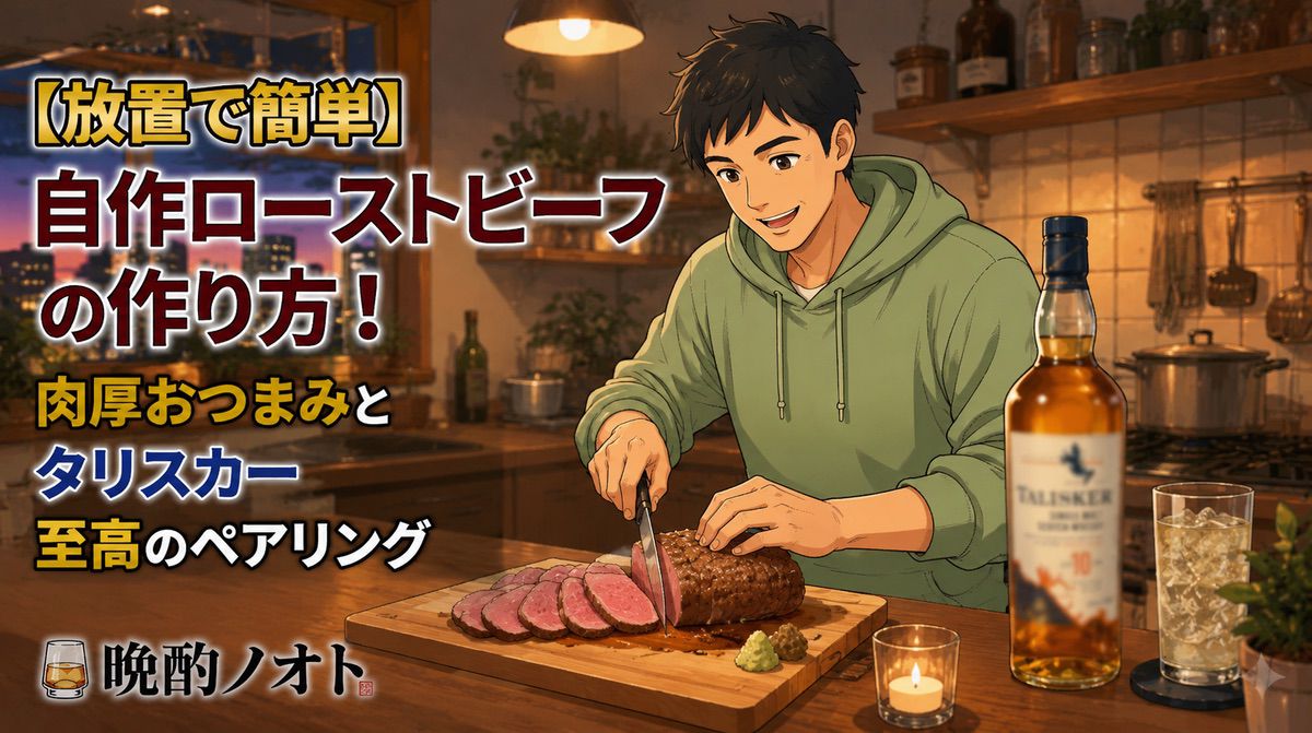 【放置で簡単】自作ローストビーフの作り方！肉厚おつまみとタリスカー至高のペアリング