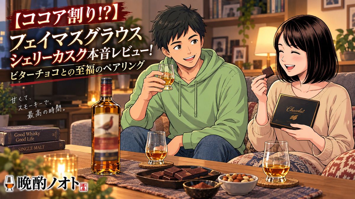 【ココア割り!?】フェイマスグラウスシェリーカスク本音レビュー！ビターチョコとの至福ペアリング