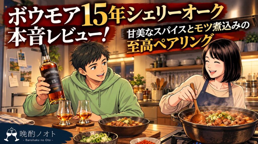 ボウモア15年シェリーオーク本音レビュー！甘美なスパイスとモツ煮込みの至高ストレートペアリング